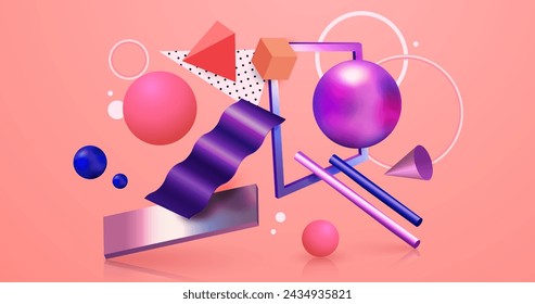 Metallic shapes 3d effect vector design in eps 10