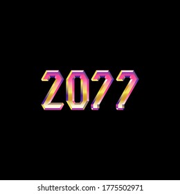 Metallic, sharp 3d text 2077