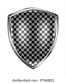 Metallic shield in black and white design