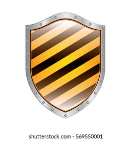 metallic shield with diagonal stripe
