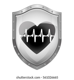 metallic shield with heartbeat frequency