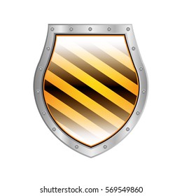 metallic shield with right diagonal stripe