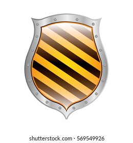 metallic shield with right diagonal stripe