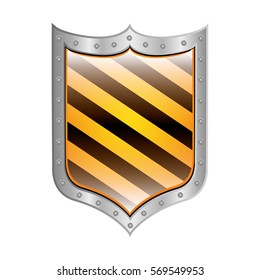 metallic shield with right diagonal stripe