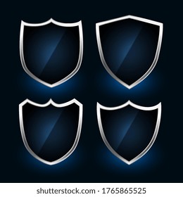 metallic shield symbols or badges design set