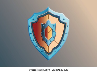 Metallic shield vector illustration icon