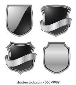 metallic shields - vector set