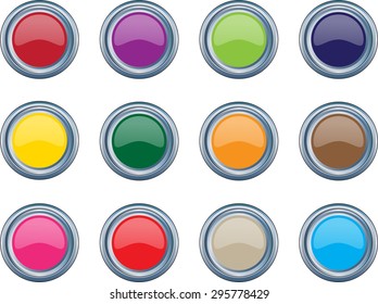 metallic shiny buttons collection - vector
