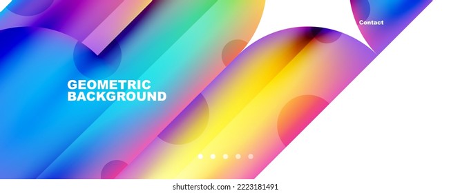 Metallic shiny fluid colors with geometric elements. Geometric abstract background for Wallpaper, Banner, Background, Card, Book Illustration, landing page