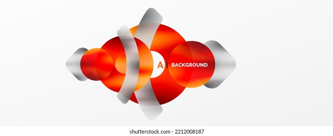 Metallic shiny geometric surfaces, round shapes and circles. Digital web futuristic template for wallpaper, banner, background, card, book Illustration, landing page