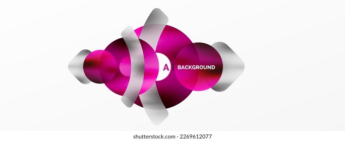 Metallic shiny geometric surfaces, round shapes and circles. Digital web futuristic template for wallpaper, banner, background, card, book Illustration, landing page