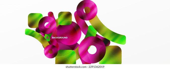 Metallic shiny geometric surfaces, round shapes and circles. Digital web futuristic template for wallpaper, banner, background, card, book Illustration, landing page