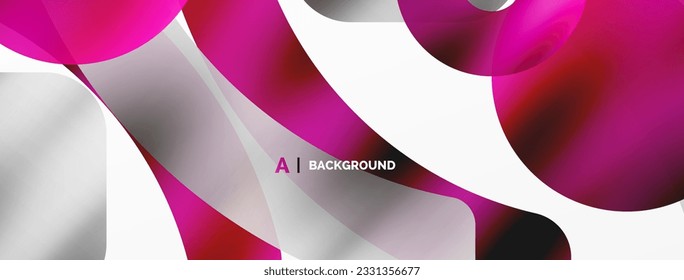 Metallic shiny geometric surfaces, round shapes and circles. Digital web futuristic template for wallpaper, banner, background, card, book Illustration, landing page