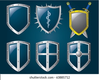Metallic shiny shields set