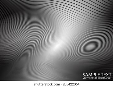 Metallic shiny vector background illustration - Metal curved abstract background template