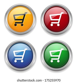 Metallic shop button in four colors