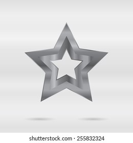 Metallic sign. stainless 3d element - vector star.