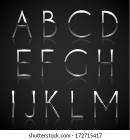 Metallic silver alphabet letters collection - eps10