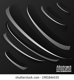 Metálico plateado negro 3d cromo elegante geométrico abstracto moderno de fondo vectorial techno rizado, diseño lujoso fuerte para la decoración de cubierta o banner, brillante patrón creativo