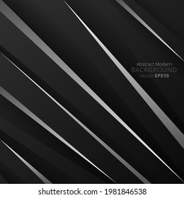 Metallic silver black 3d chrome elegant realistic geometric abstract modern vector background techno rippled decoration, luxury strong design for cover or banner decoration, shiny creative pattern
