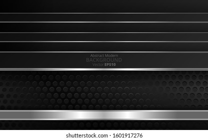 Metallic silver black elegant realistic geometric abstract modern vector background  techno rippled decoration, luxury strong design for web and  print decoration 