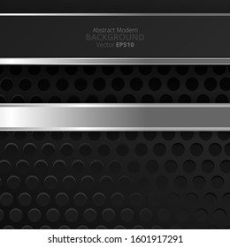 Metallic silver black elegant realistic geometric abstract modern vector background  techno rippled decoration, luxury strong design for web and  print decoration 