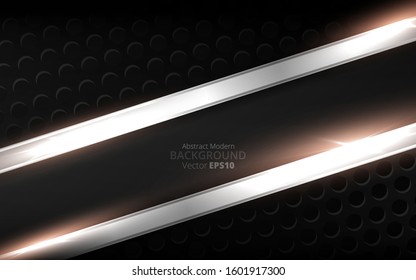 Metallic silver black elegant realistic geometric abstract modern vector background  techno rippled decoration, luxury strong design for web and  print decoration 