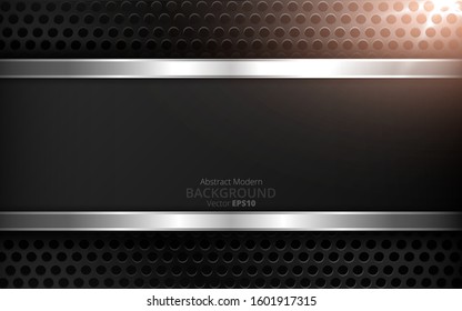 Metallic silver black elegant realistic geometric abstract modern vector background  techno rippled decoration, luxury strong design for web and  print decoration 