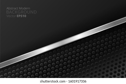 Metallic silver black elegant realistic geometric abstract modern vector background  techno rippled decoration, luxury strong design for web and  print decoration 
