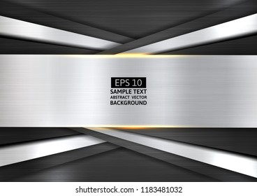 Diseño moderno de fondo abstracto geométrico plateado y negro metálico, Ilustración vectorial