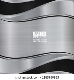 Metallic silver and black geometric abstract background modern design, Vector illustration