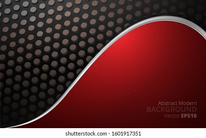 Metallic silver black and red elegant realistic geometric abstract modern vector background  techno rippled decoration, luxury strong design for web and  print decoration 