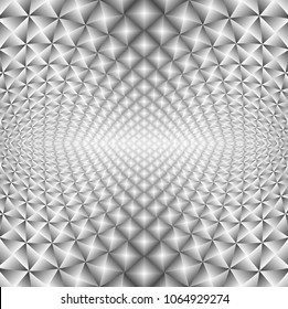 Metallic silver colors, abstract perspective background.