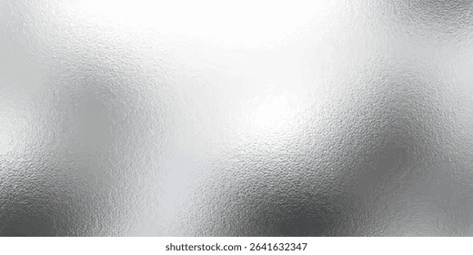 Metallic silver foil texture - shiny chrome background with reflective surface. Wrinkled aluminum glossy material of polished steel plate. Gleaming alloy sheet glowing metal pattern, luxury backdrop.