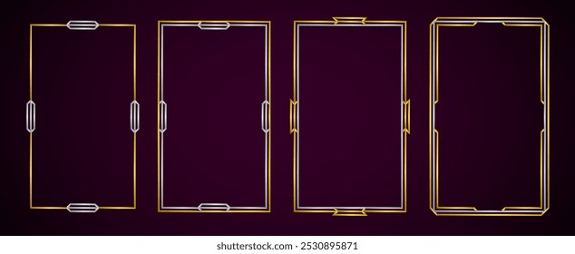 Metallic silver and gold vector frame set, for photos, text, simple decorative design.