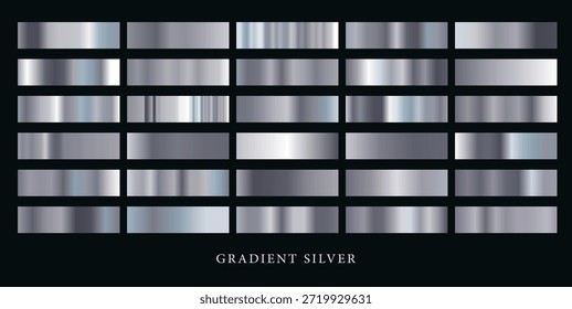 Metallische Silber Farbverlauf-Uhren Kollektion . silberne und schwarze Metallic-Farbverläufe auf schwarzem Hintergrund.Metallische Farbverlauf-Effekte für die Gestaltung von Text- und Bulletin-Boards Infografiken. 