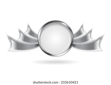 Metallic silver logo element. Vector background