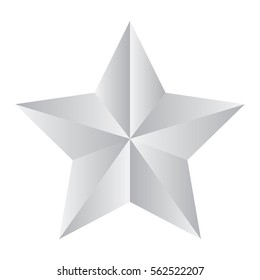 Metallic Silver Military Style Star Vector Illustration With A 3D Metal Effect