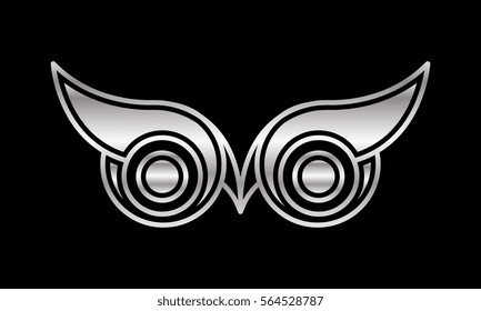 metallic silver owl