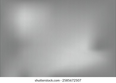 Metallic silver polycarbonate sheet. Acrylic ribbed frosted glass texture, vector illustration of abstract gray gradient pattern.