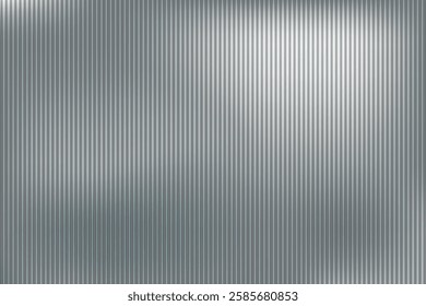 Metallic silver polycarbonate sheet. Acrylic ribbed frosted glass texture, vector illustration of abstract gray gradient pattern.