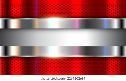 Metallic silver red background with opalescent pearl colors, interesting metal background with perforated texture, 3D vector illustration.