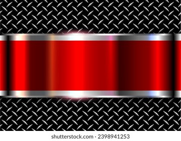 Fondo rojo plateado metálico con colores de perla opalescente, fondo de metal cromado con textura de iridiscencia de patrón de diamante, ilustración vectorial 3d.