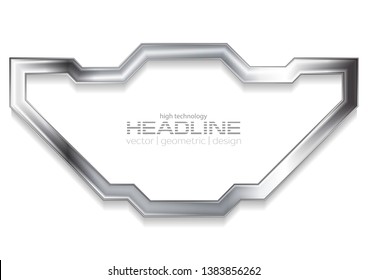 Metallic silver technology frame abstract background. Vector design