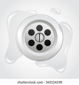 Metallic Sink Drain : Vector Illustration