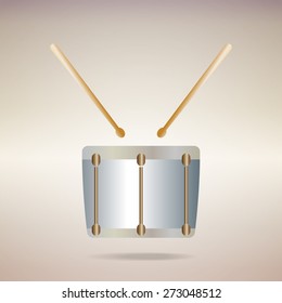 metallic snare drum  icon on golden background.Vector EPS 10