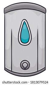 Metallic soap dispenser with manual button and fresh mint scent ready to use it.