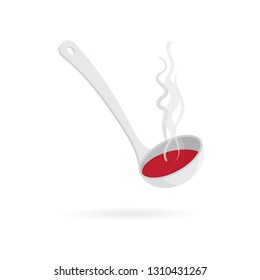 Metallic soup ladle vector illustration. Kitchen utensil.