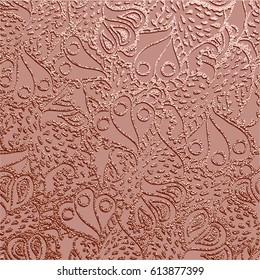 Metallic sparkling glossy texture. Rose quartz pattern. Abstract shiny background. Gold pink Luxury illustration. Floral ornament.