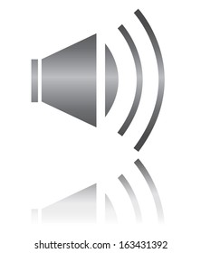 Metallic speaker icon. Abstract isolated speaker icon on white. Easy to edit eps10 vector design.